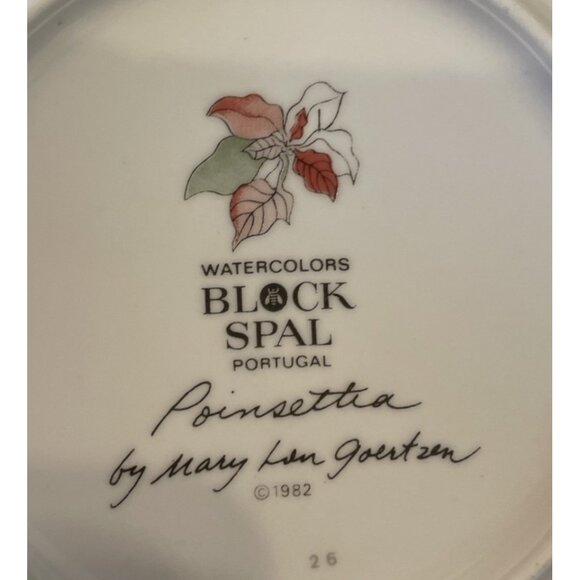 Block Spal Watercolors Poinsettia Bread Butter Plates Plate 6” 1982 Set Of 4 VTG - Picture 4 of 4